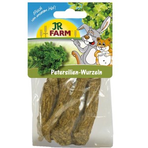 JR Farm Nager-Snack Petersilienwurzeln, naturbelassen im transparenten Beutel.