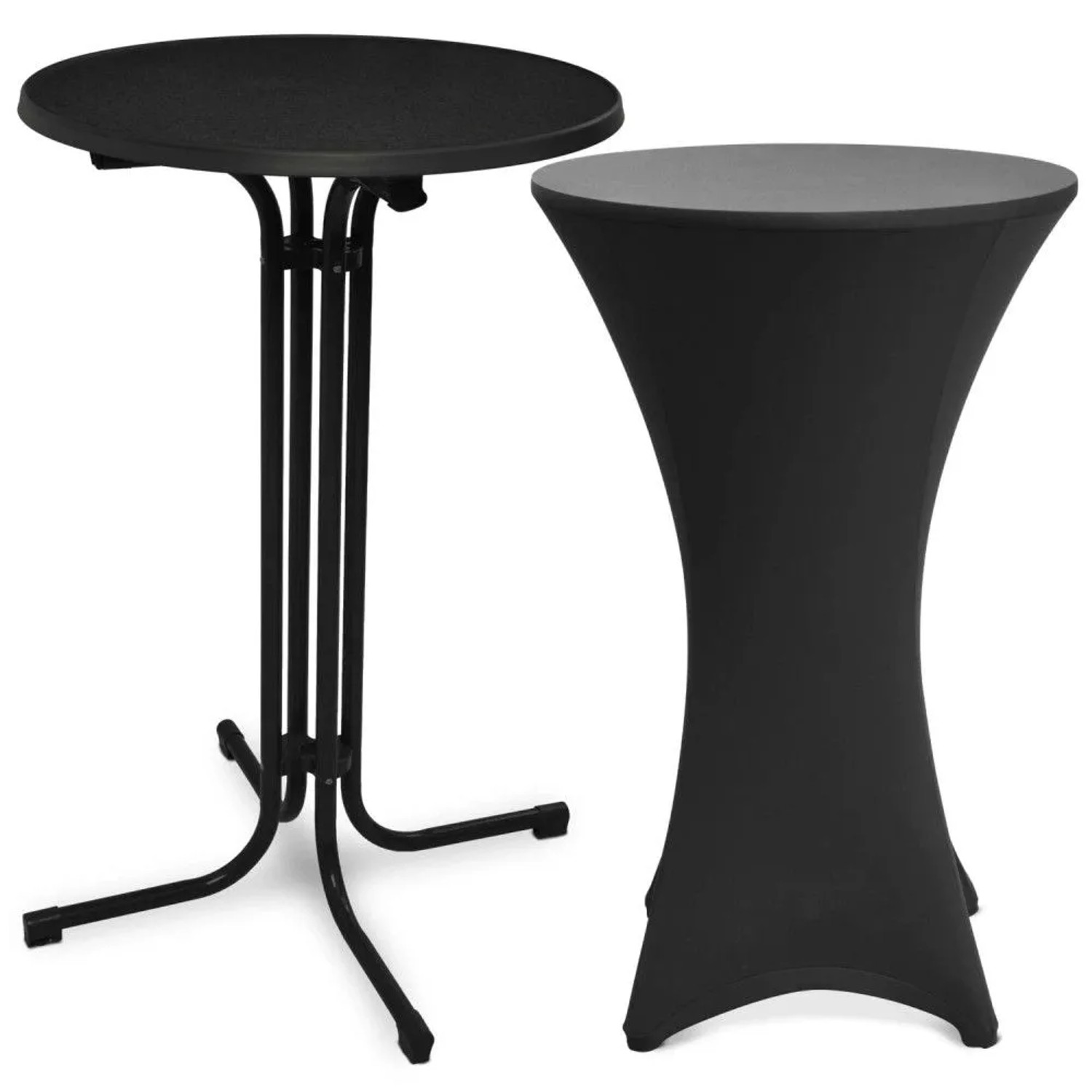 Beautissu Bellini Stehtisch Ø 60cm Schwarz mit Stella Stehtischhusse Ø 60cm Schwarz