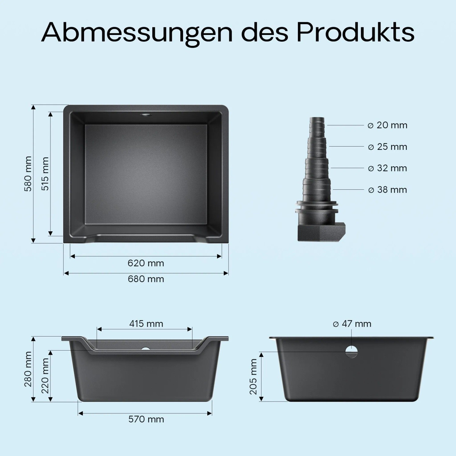 Sunsun Wasserfall Garten Bachlaufschale 60L Teichschale Wasserkaskade Teichwanne_3