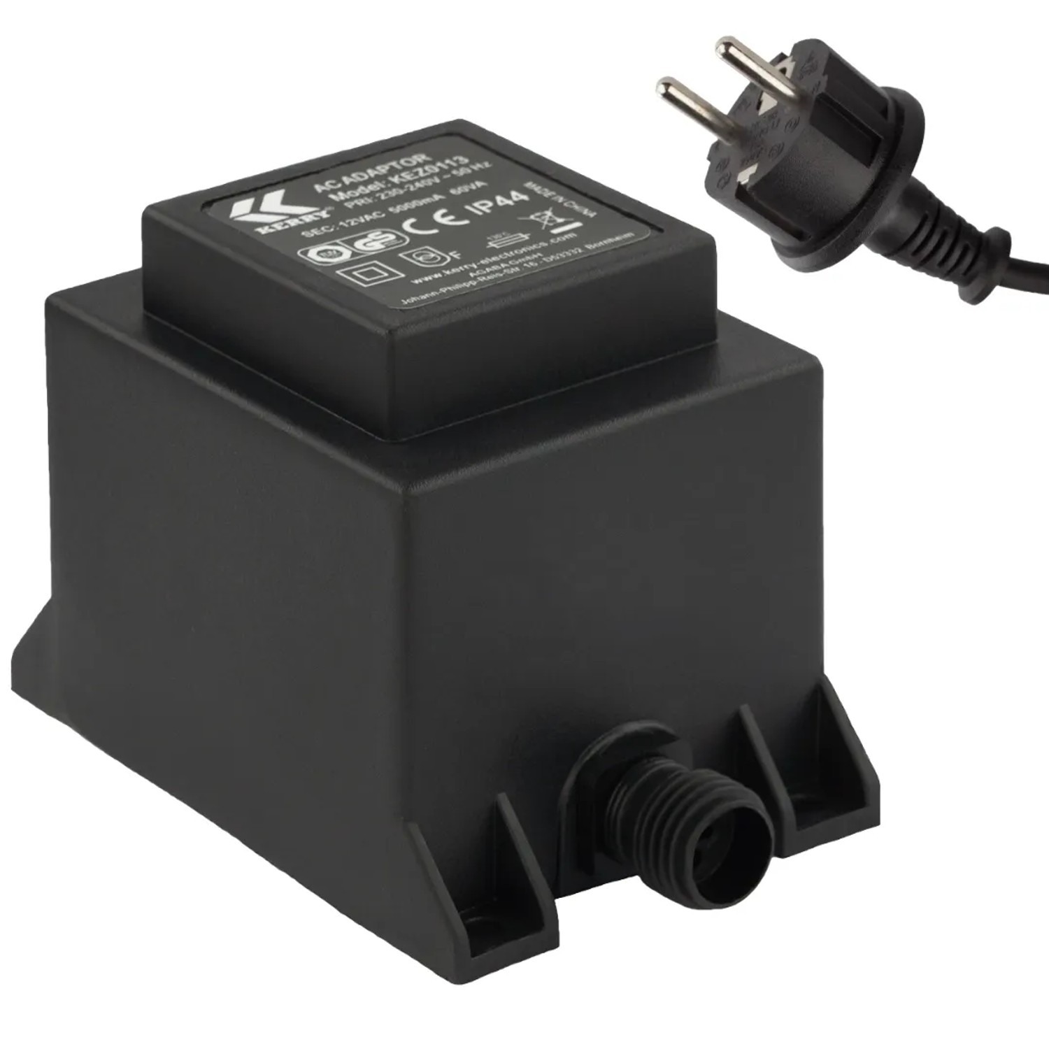 Kerry Electronics Trafo 60W 12V/AC IP44 Netzkabel 2-Pin-Stecker