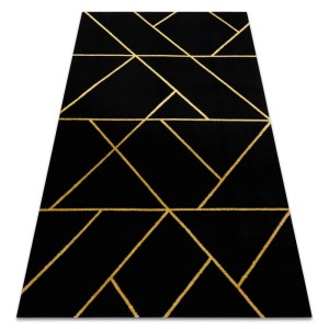 Schwarzer RugsX Teppich Emerald mit goldenem geometrischen Muster, 160x220cm.