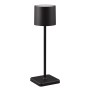 Schwarze Reality LED-Tischleuchte Fernandez, dimmbar, mit Ladestation, Ø 10,5 cm.