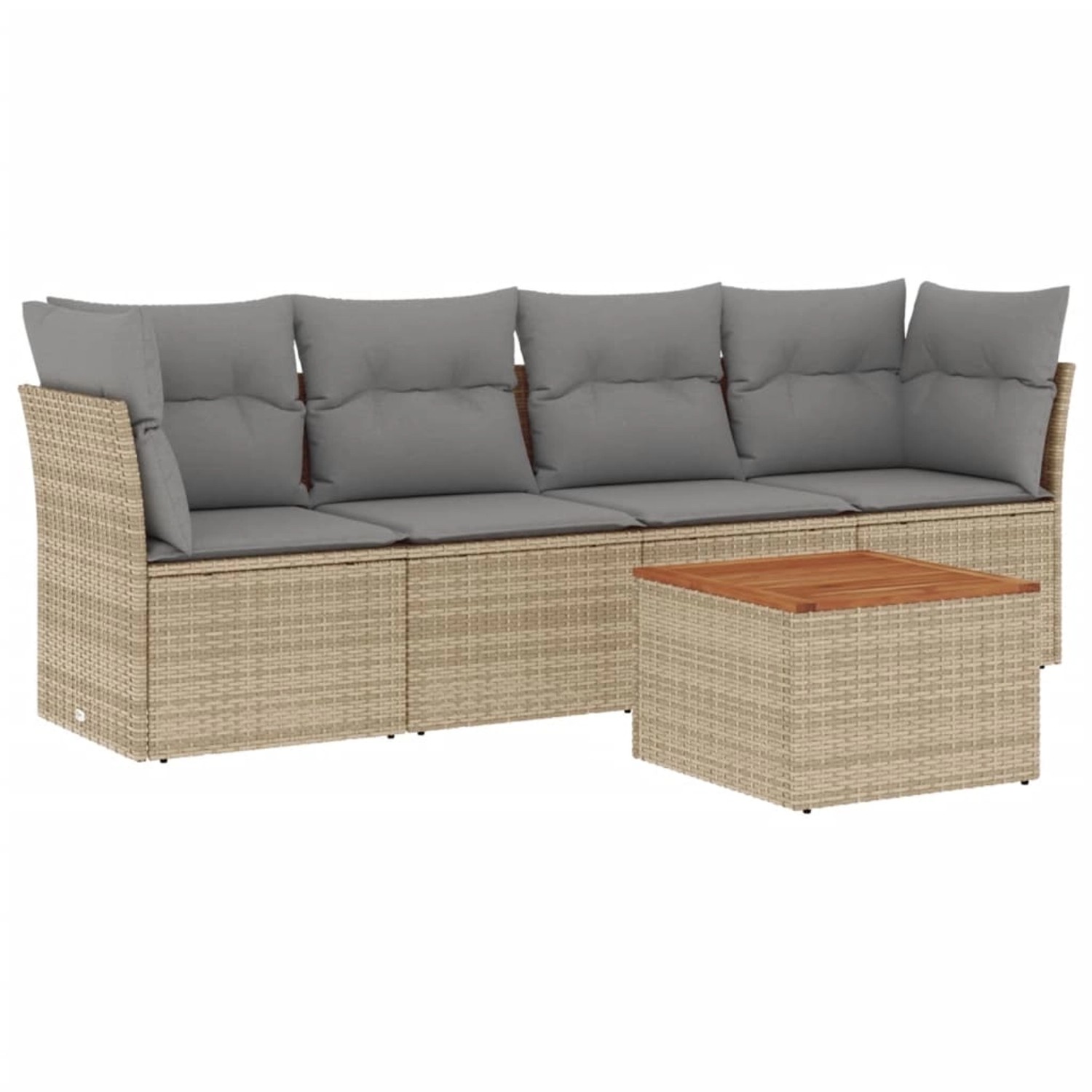 vidaXL 5-Tlg Garten-Sofagarnitur mit Kissen Beige Poly Rattan 3255807 günstig online kaufen