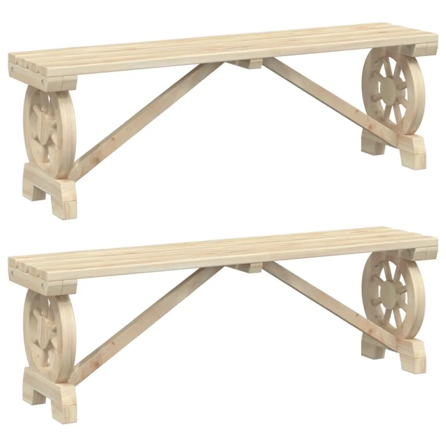 vidaXL Gartenbänke 2 Stk Massivholz Tanne 3207135
