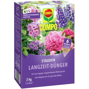 Compo Stauden Langzeit-Dünger 2kg für üppige Blütenpracht und gesunde Blätter.