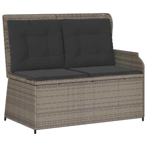 vidaXL Gartenbank mit Kissen Grau Poly Rattan 3394442