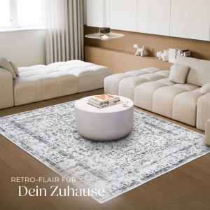Tectake Vintage Designer Teppich Aliya Verschiedene Größen Orientalisches Muster 200 x 274 cm 274 x 200 x 0 60 cm Grau