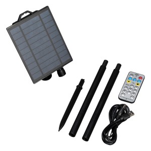 Konstsmide Solarpanel für Aussenartikel mit Erdspieß, USB-Kabel und Fernbedienung für Lichterketten.