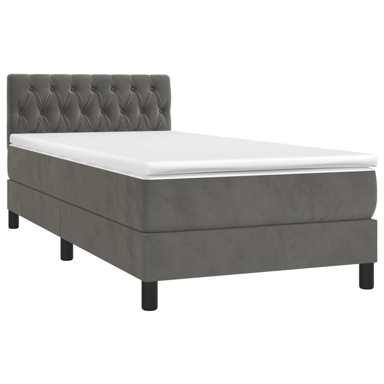vidaXL Boxspringbett mit Matratze & LED Dunkelgrau 90x190 cm Samt 3134556 günstig online kaufen