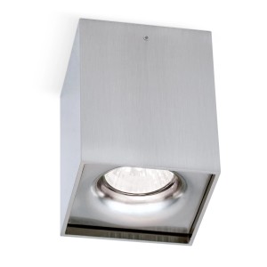 Eckiger Orion Starlight Aufbaustrahler in Satin-Nickel Optik mit GU10 Fassung.