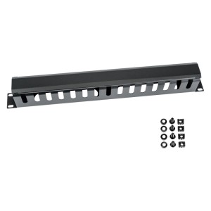 HMF 65451-02 Kabelmanagement mit Abdeckung für Serverschrank 19 Zoll 1 HE Schwarz