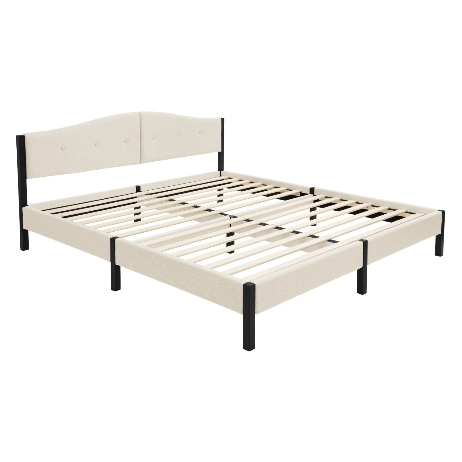 ML-Design Polsterbett 180x200 cm Beige mit Lattenrost und Leinenstoff