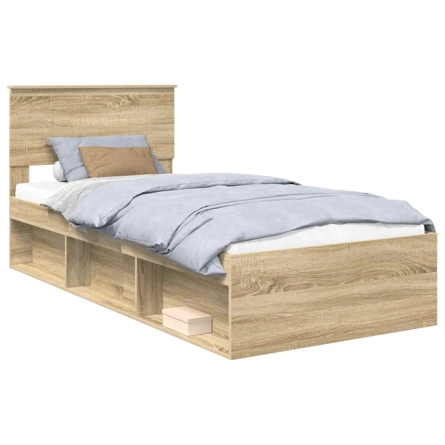 vidaXL Bettrahmen mit Kopfteil Sonoma 90 x 190 cm Massives Kiefernholz 3410656