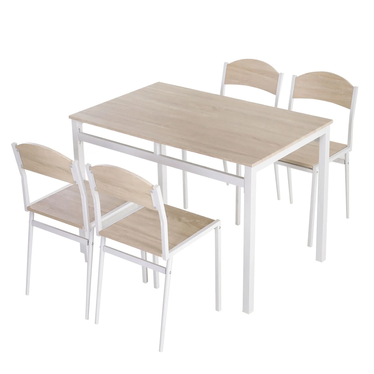 HOMCOM Essgruppe mit 4 Stühlen MDF Metall Hellgrau L100 x B63 x H76,5 cm