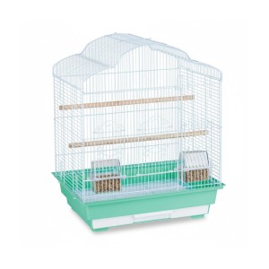 Relaxdays Vogelkäfig Stahl Grün mit Zubehör 56,5 cm x 46,5 cm x 35,5 cm 3,1 kg