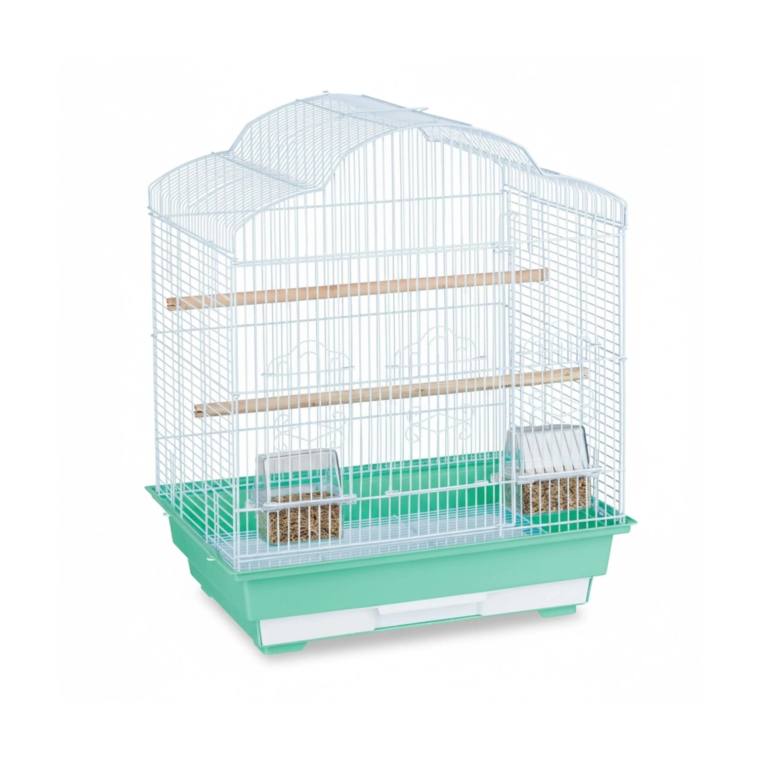 Relaxdays Vogelkäfig Stahl Grün mit Zubehör 56,5 cm x 46,5 cm x 35,5 cm 3,1 kg