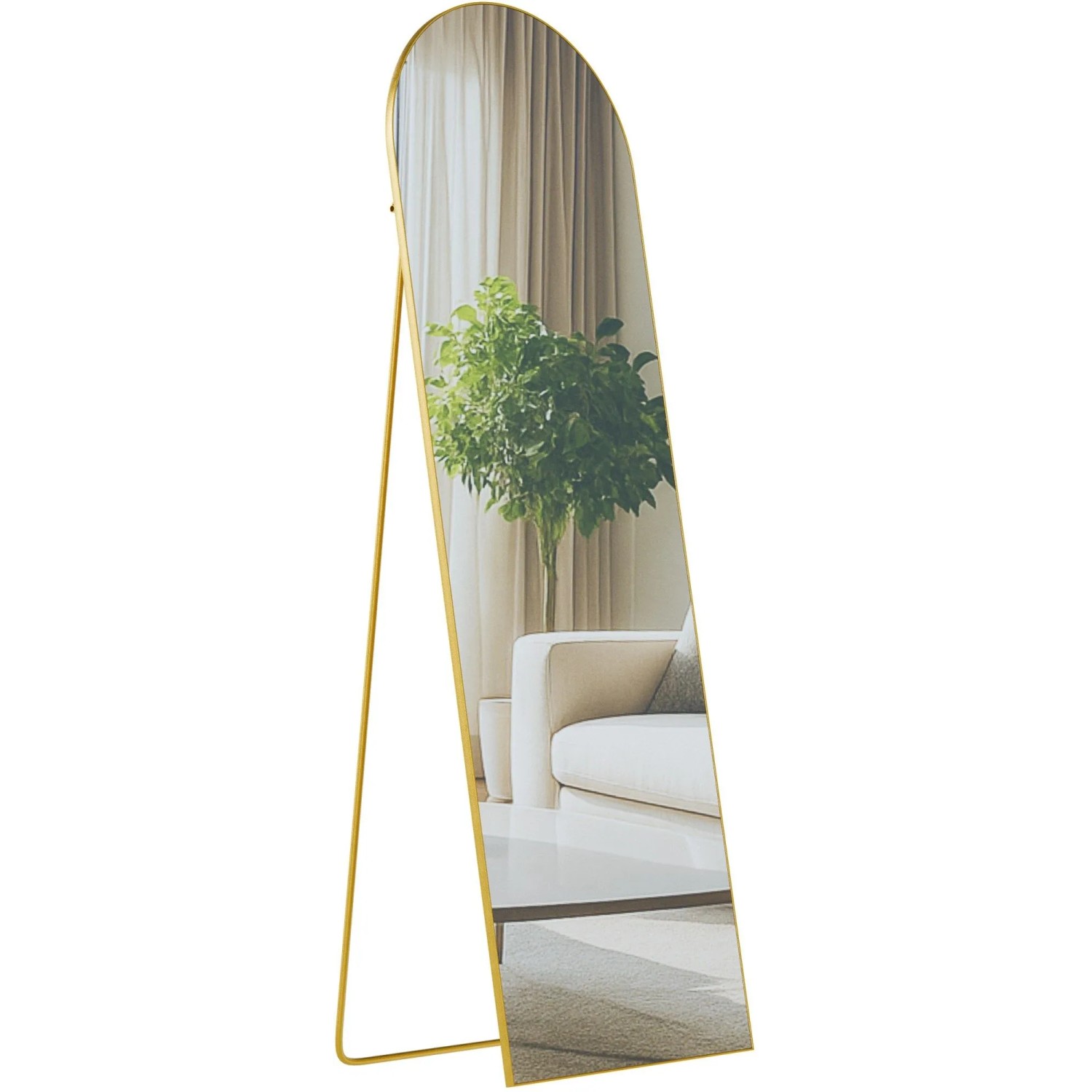 DELUKE Standspiegel MALAGA Glas Gold Glanz 50x3x160cm Ganzkörperspiegel Freistehender Spiegel Groß Schlafzimmer