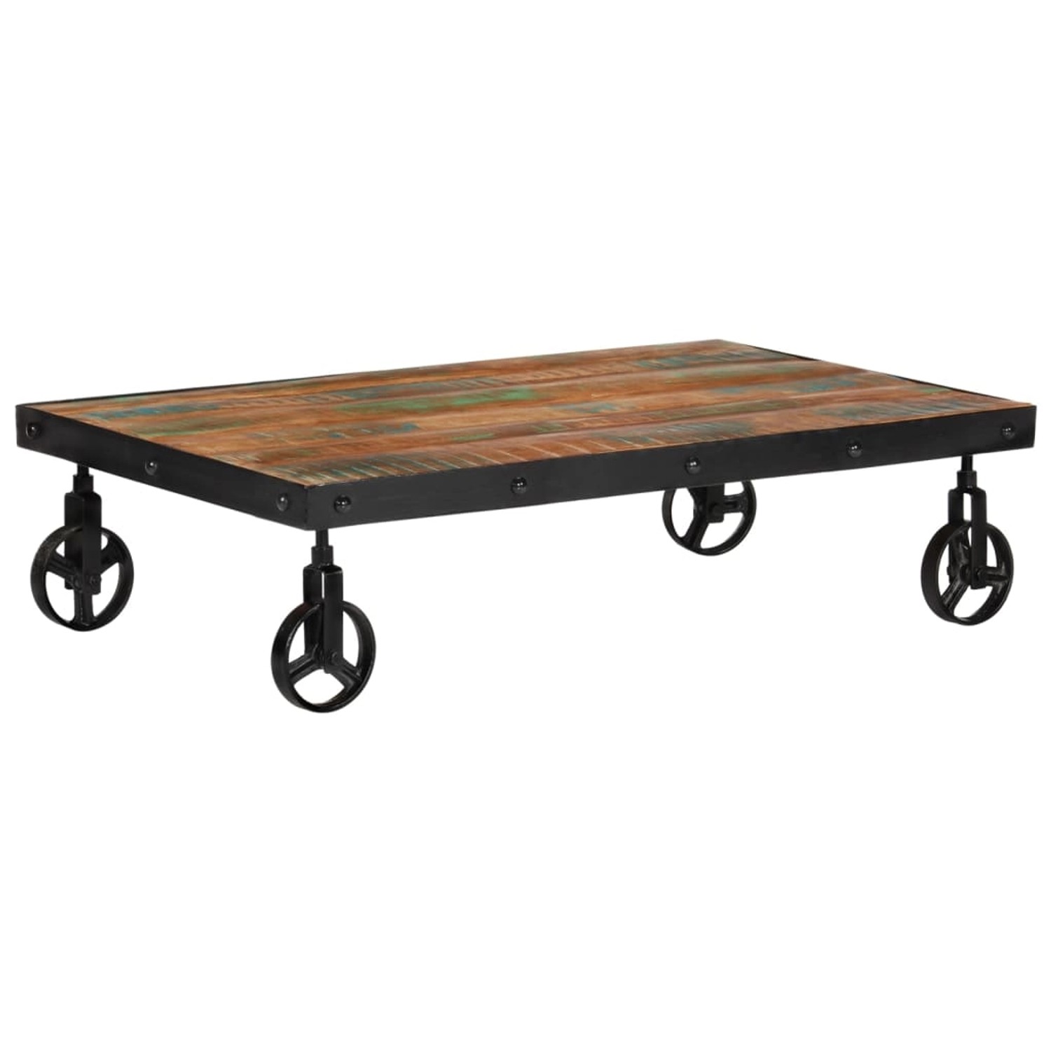vidaXL Couchtisch mit Rädern 100x60x26 cm Altholz Massiv 338016 günstig online kaufen