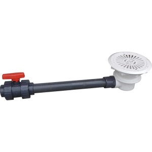 KWAD Bodenablaufset Plus für Einbaupools mit Rohr, Kugelhahn und Bodenablauftopf.