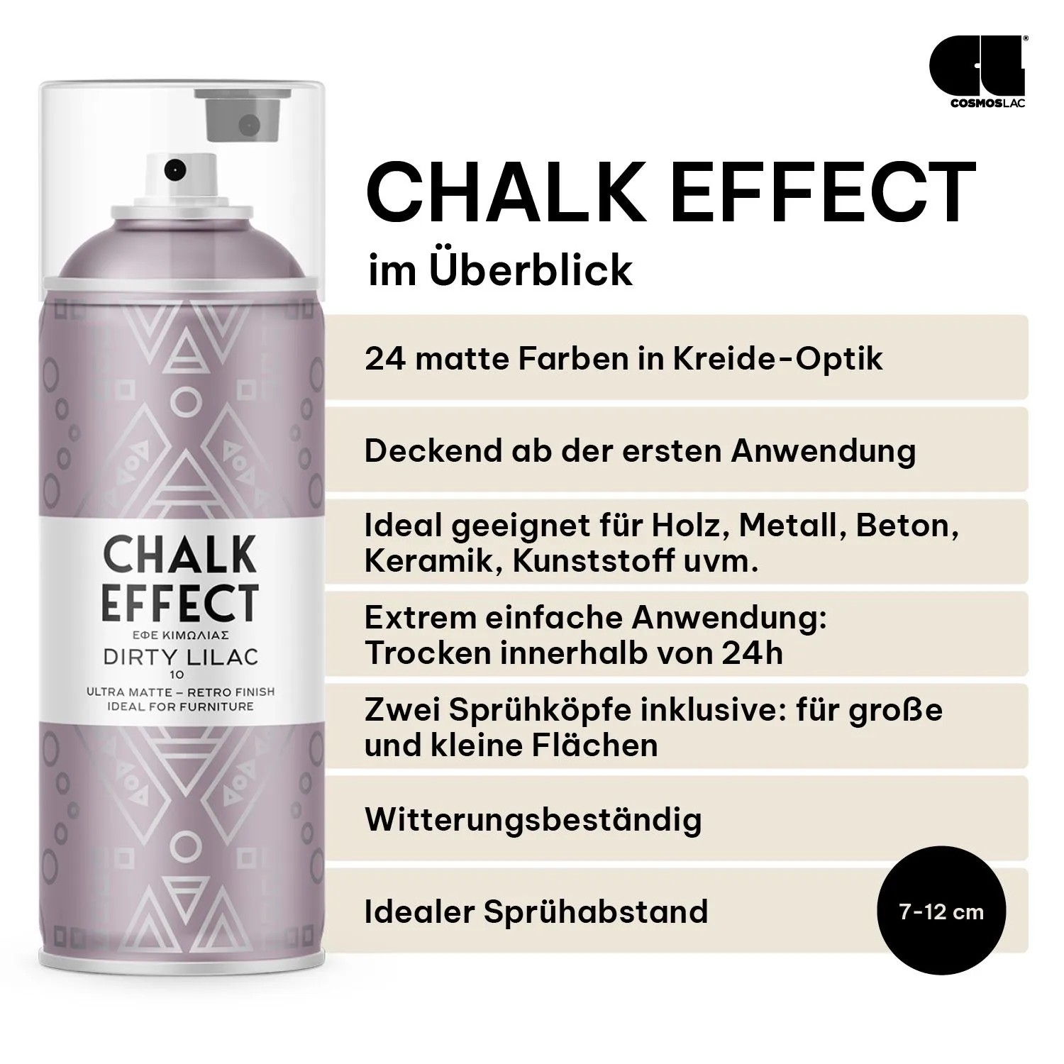COSMOS LAC Kreidefarbe Spray Chalk Effect  Hochwertige Chalky Kreidesprühfarbe Farbspray  Spray Paint Farbe Flieder_3