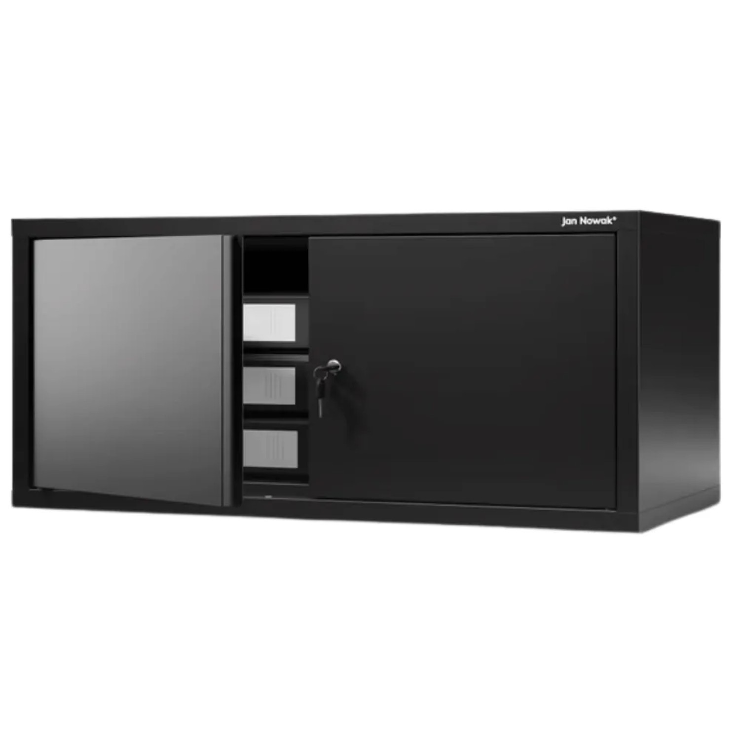 DELUKE Schrankerweiterung Aktenschrank mit 2 Flügeltüren 38 x 80 x 40 cm Schwarz