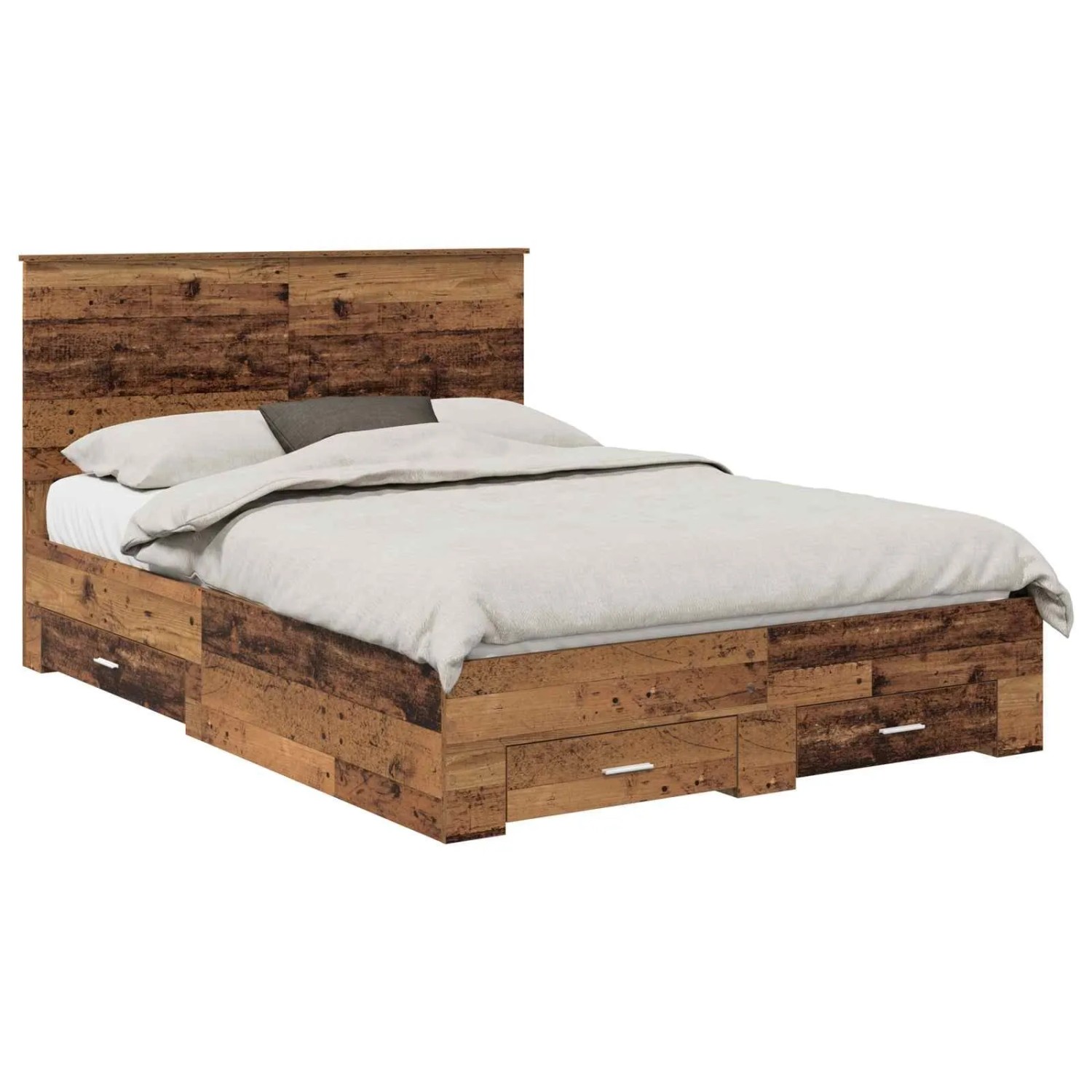 vidaXL Bettrahmen mit Kopfteil Altholz 140 x 190 cm Holzwerkstoff 3411312