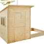 Soulet Kinderspielhaus Palm Springs aus Holz mit Sandkasten und Windspiel.