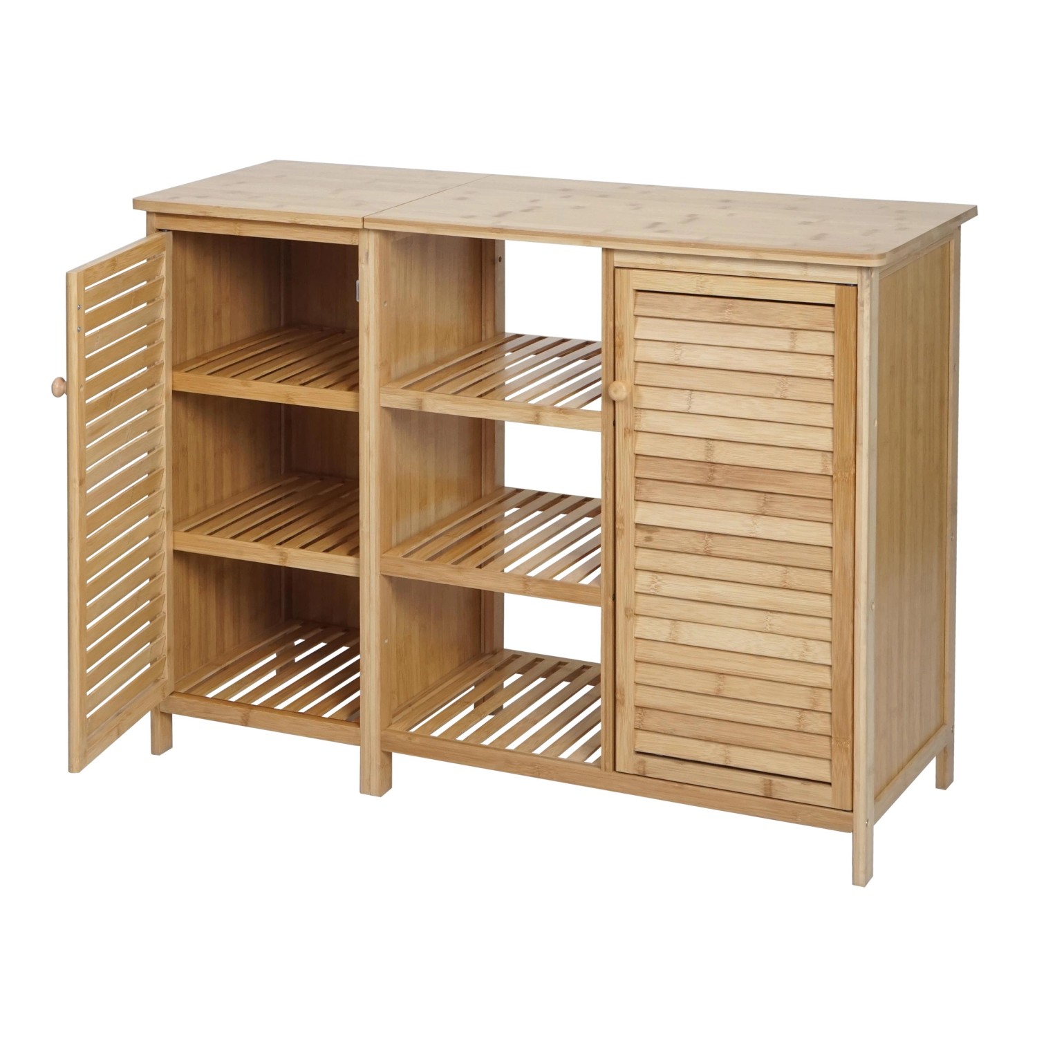 MCW Badezimmerschrank B18 2 Türen Bambus 87x99x33cm