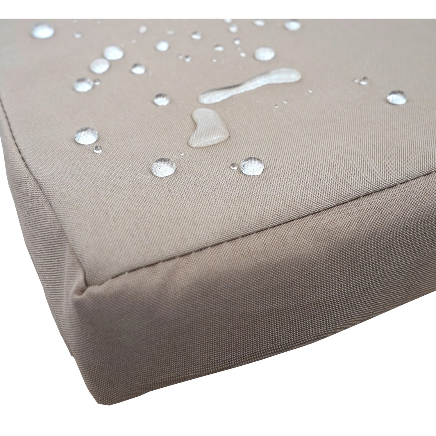 Detailaufnahme: Wasserabweisendes Kissen der MCW Poly-Rattan Gartenbank, creme.