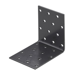 Schwarzer Hettich Verbindungswinkel aus Stahl, 82x82x60 mm, für Möbelbau.