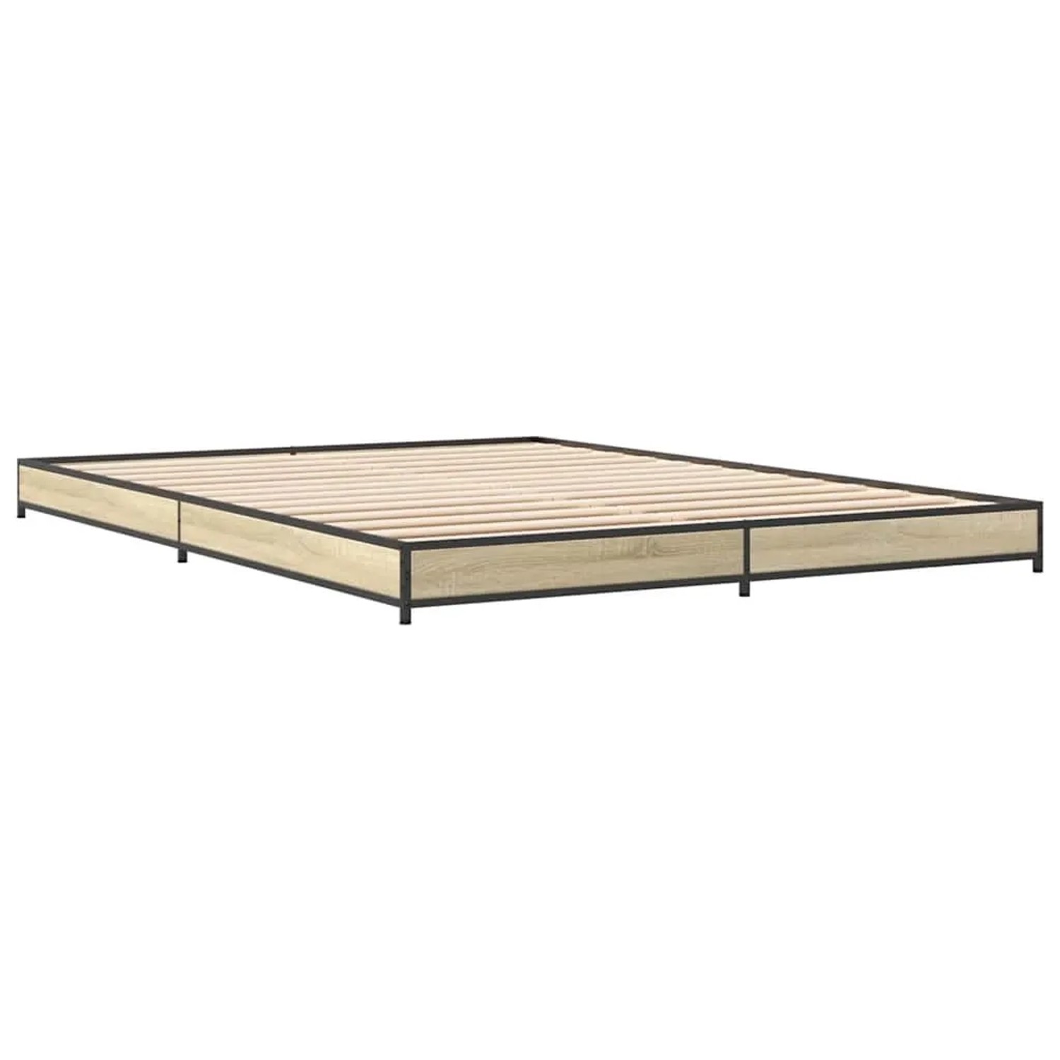 vidaXL Bettgestell Sonoma-Eiche 120x200 cm Holzwerkstoff und Metall 845152 günstig online kaufen