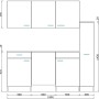 Respekta Küchenzeile KB150WSC, 150 cm, Schwarz-Weiß, mit Glaskeramikkochfeld und Einbaukühlschrank.