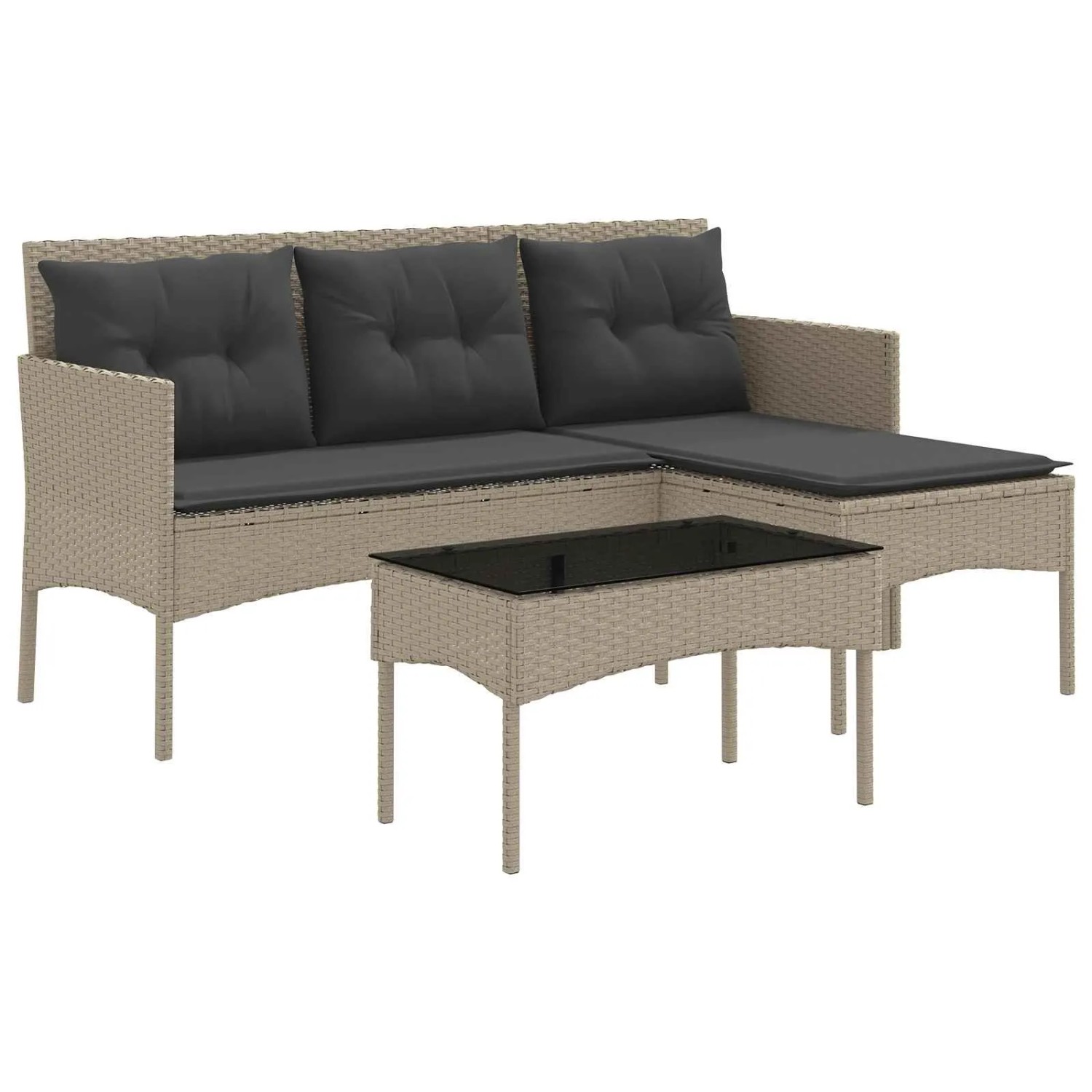 vidaXL Gartensofa-Set mit Kissen 2-Tlg Poly-Rattan 4103808
