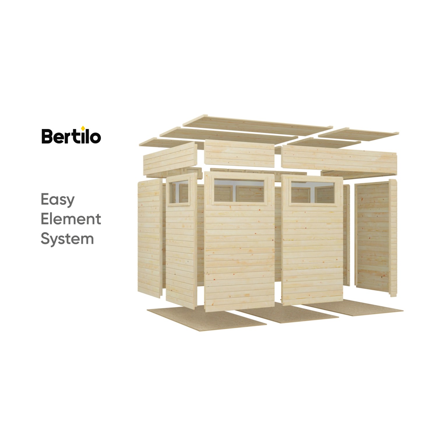 Bertilo Gartenhaus Cubus 3 Anthrazit, Holzhaus als Bausatz mit Elementen für einfachen Aufbau.