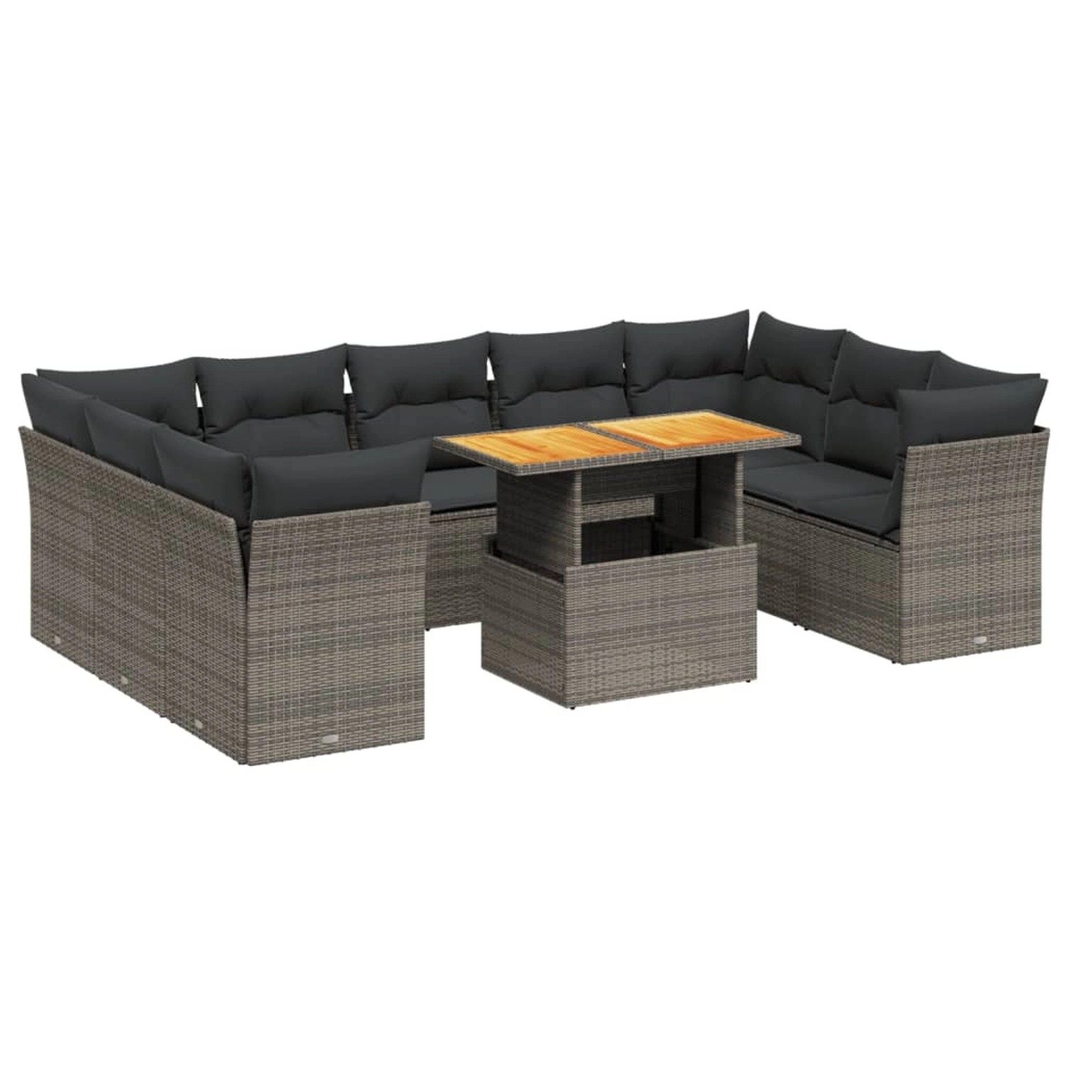 vidaXL 10-Tlg Garten-Sofagarnitur mit Kissen Grau Poly Rattan 3270997 günstig online kaufen