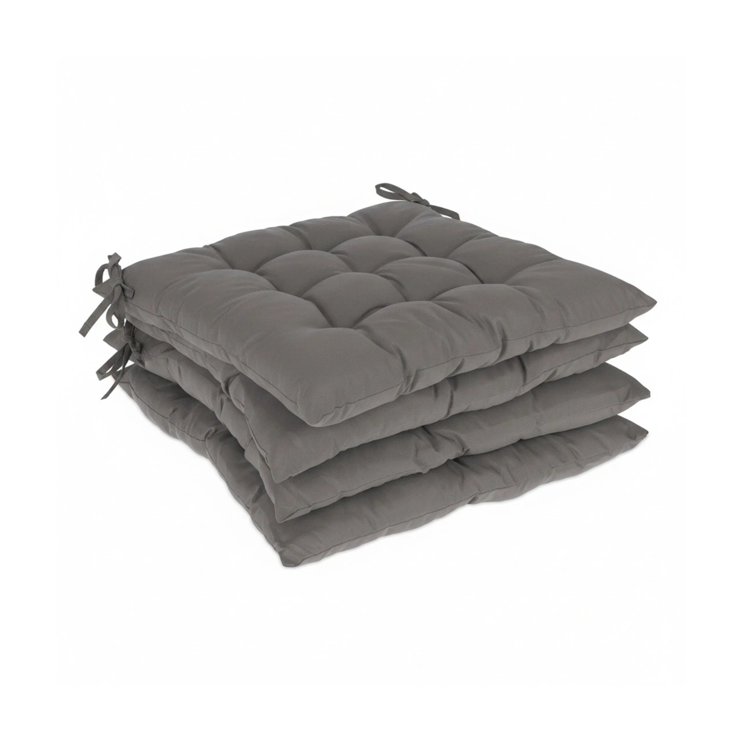 Relaxdays 4er Set Stuhlkissen Polyester Kunststoff Grau Mit Bindebändern 5 cm x 38 cm x 38 cm 220 g