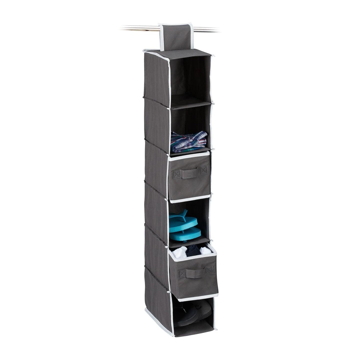 Relaxdays Hängeregal für Kleiderschrank Vlies Anthrazit Faltbar 82 cm x 14,5 cm x 30 cm