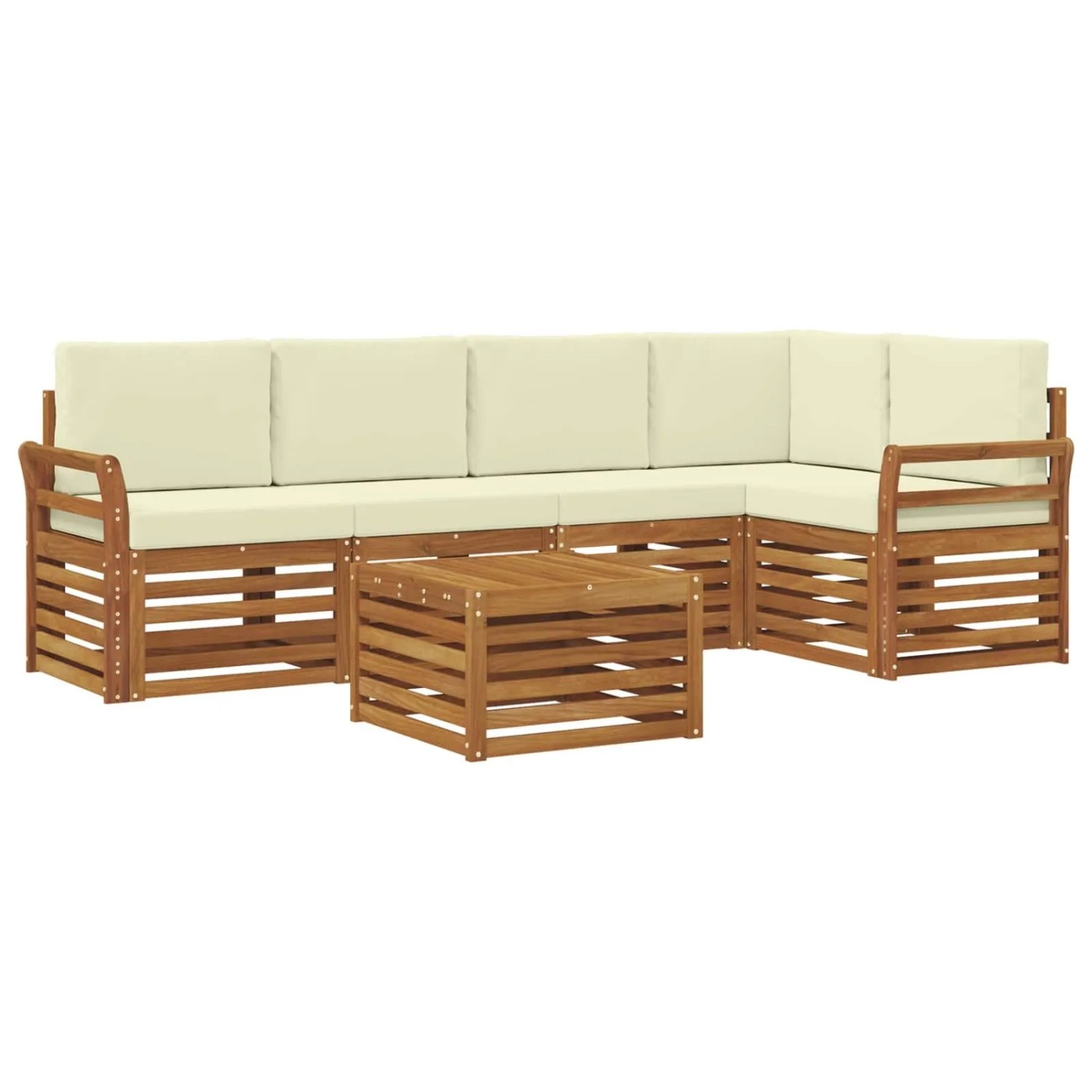 vidaXL Sofagarnituren 6 Tlg Natur und Creme Massivholz Akazie 3374850