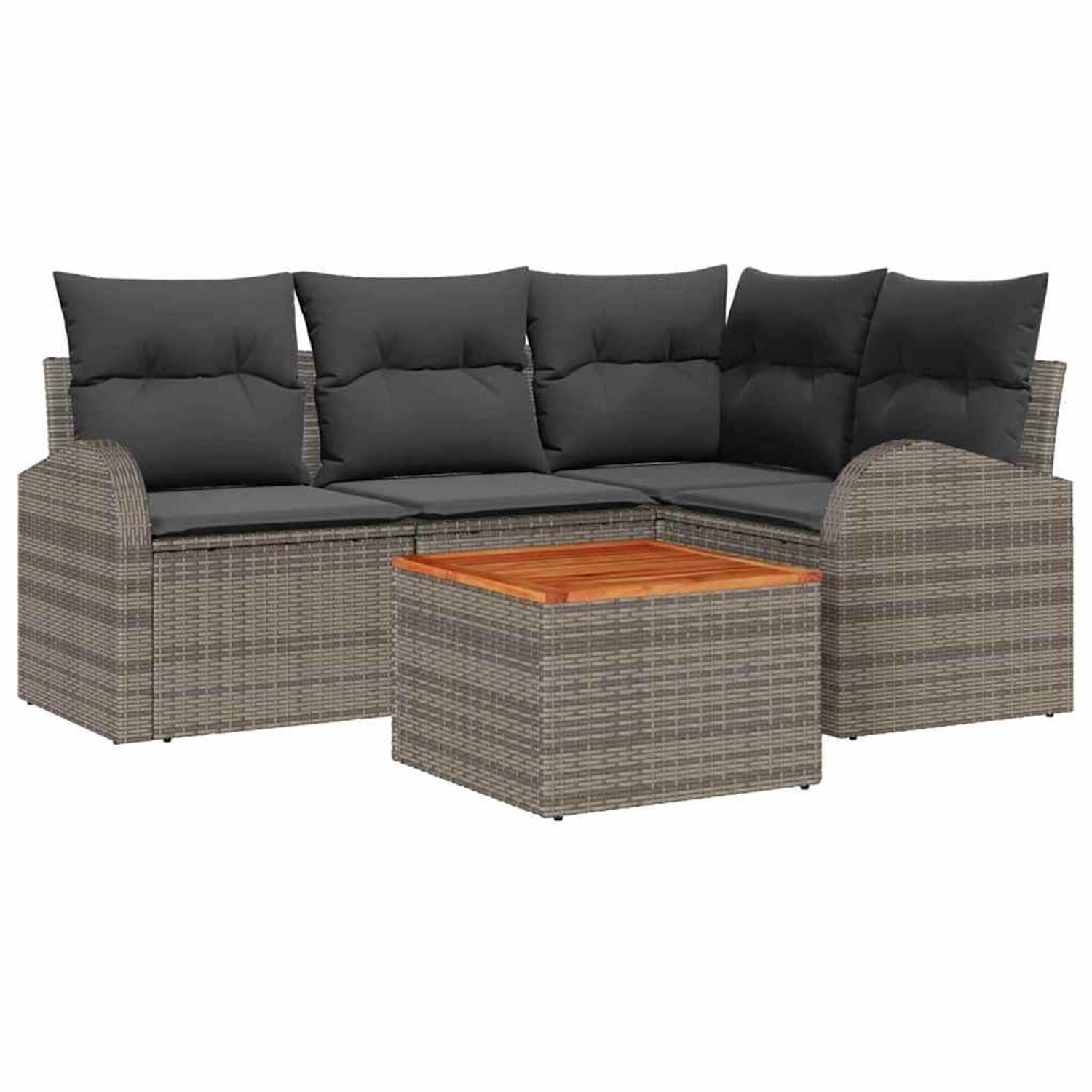 vidaXL Garten-Sofa-Set 5-Tlg Grau Poly Rattan 3347573 günstig online kaufen