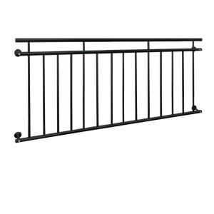 Schwarzer, französischer Balkon von ECD Germany, 184x90 cm, mit 14 Füllstäben. Tür- und Fenstersicherung.