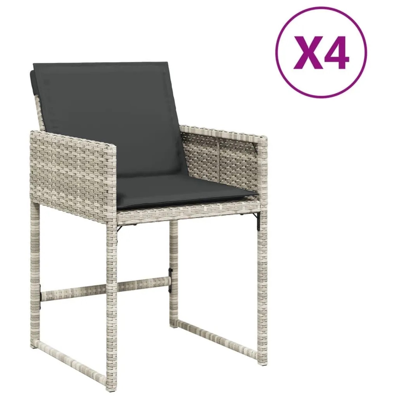 Furnicato Gartenstühle Mit Kissen 4 Stk Hellgrau Poly Rattan