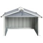 Graue vidaXL Rasenmäher Garage aus verzinktem Stahl, Gartenhaus für Mähroboter.