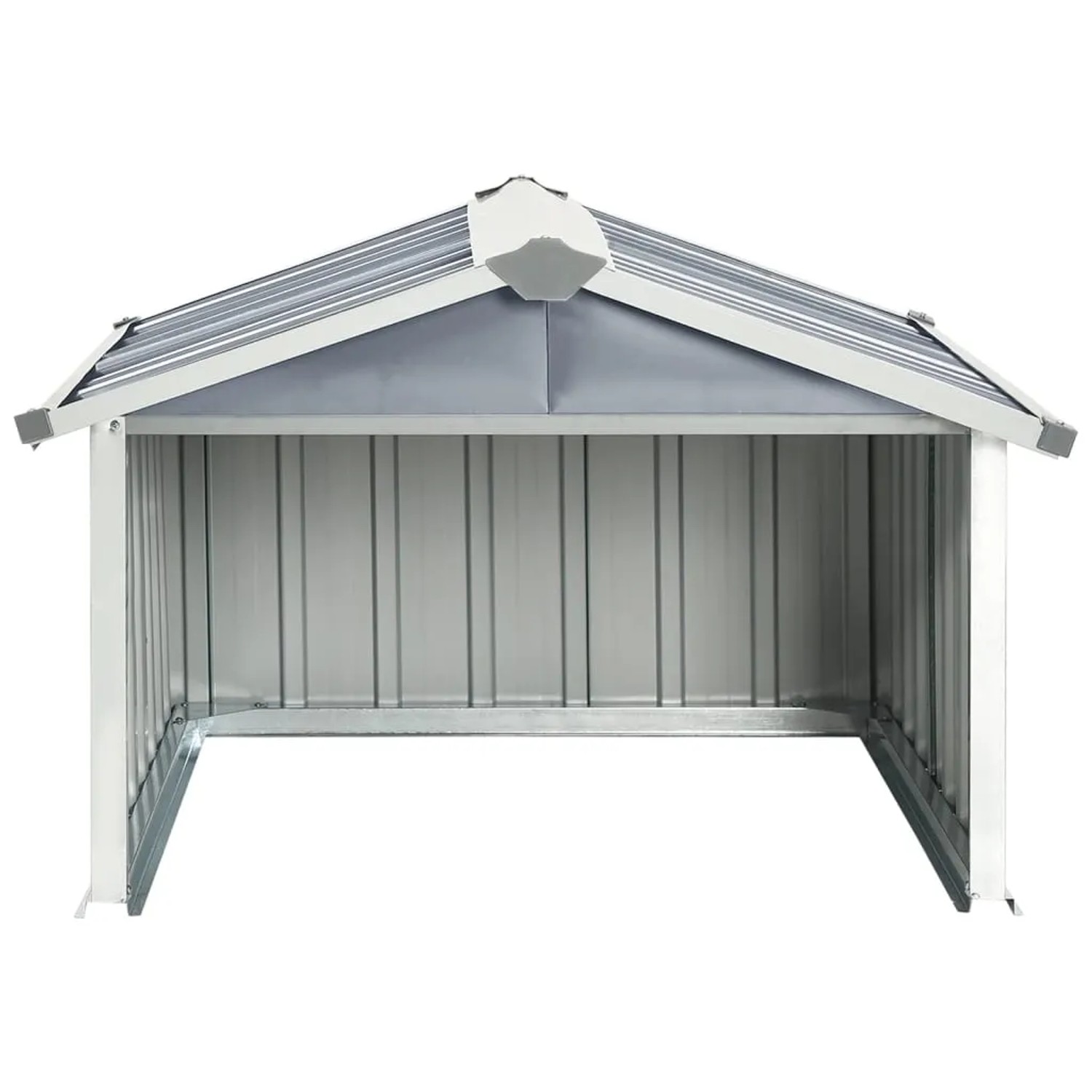 Graue vidaXL Rasenmäher Garage aus verzinktem Stahl, Gartenhaus für Mähroboter.
