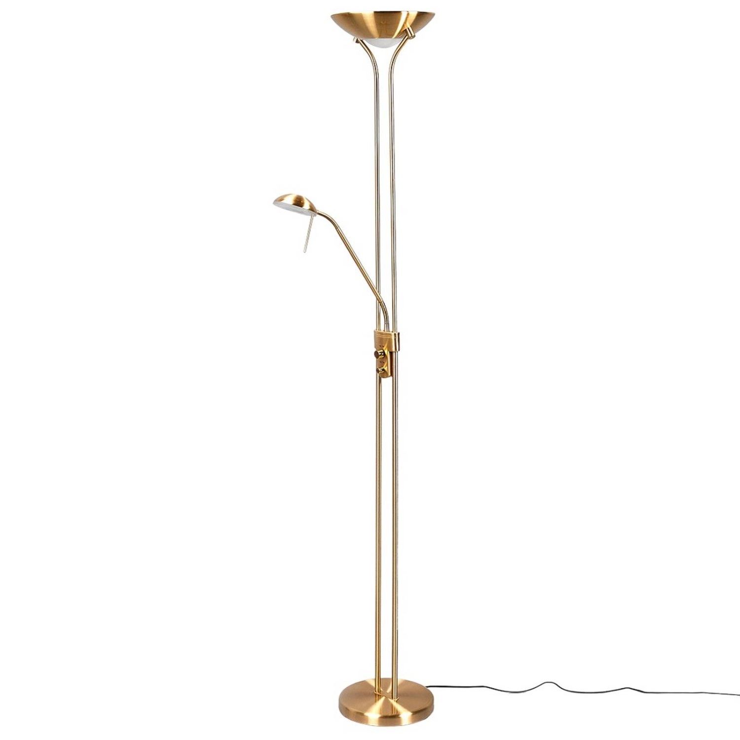 Lindby LED Stehlampe Josefin 9945234 Dimmbar Modern in Gold Messing aus Metall 2-flammig Wohnzimmerleuchte