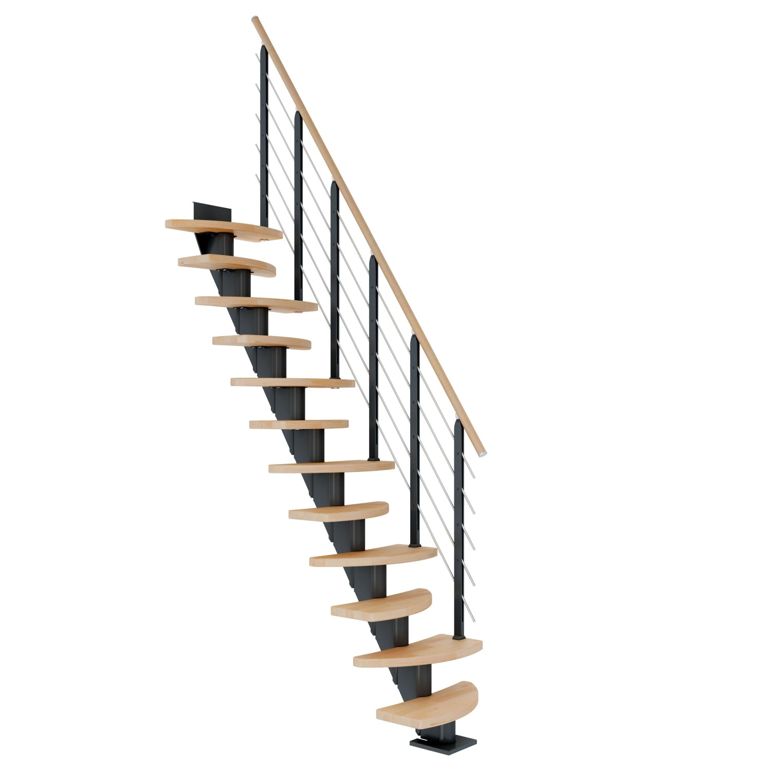 Dolle Mittelholmtreppe Berlin Buche Anthrazit GH bis 270 cm Variabel 64 cm FSC