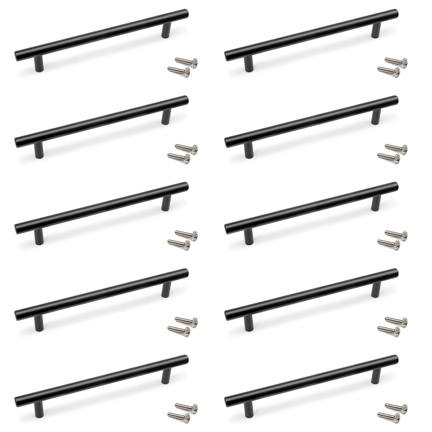 Emuca Lot von 10 Möbelgriffe Orlando L188 mm 128 mm Achsenabstand Stahl Nickel Satiniert
