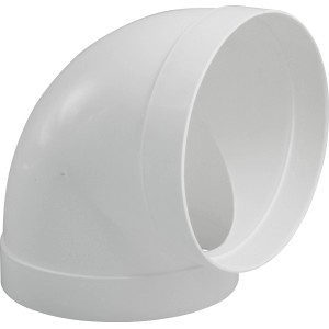 Weißer 90° Marley Bogen für Rundrohr System 100, geeignet für Dunstabzugshauben.