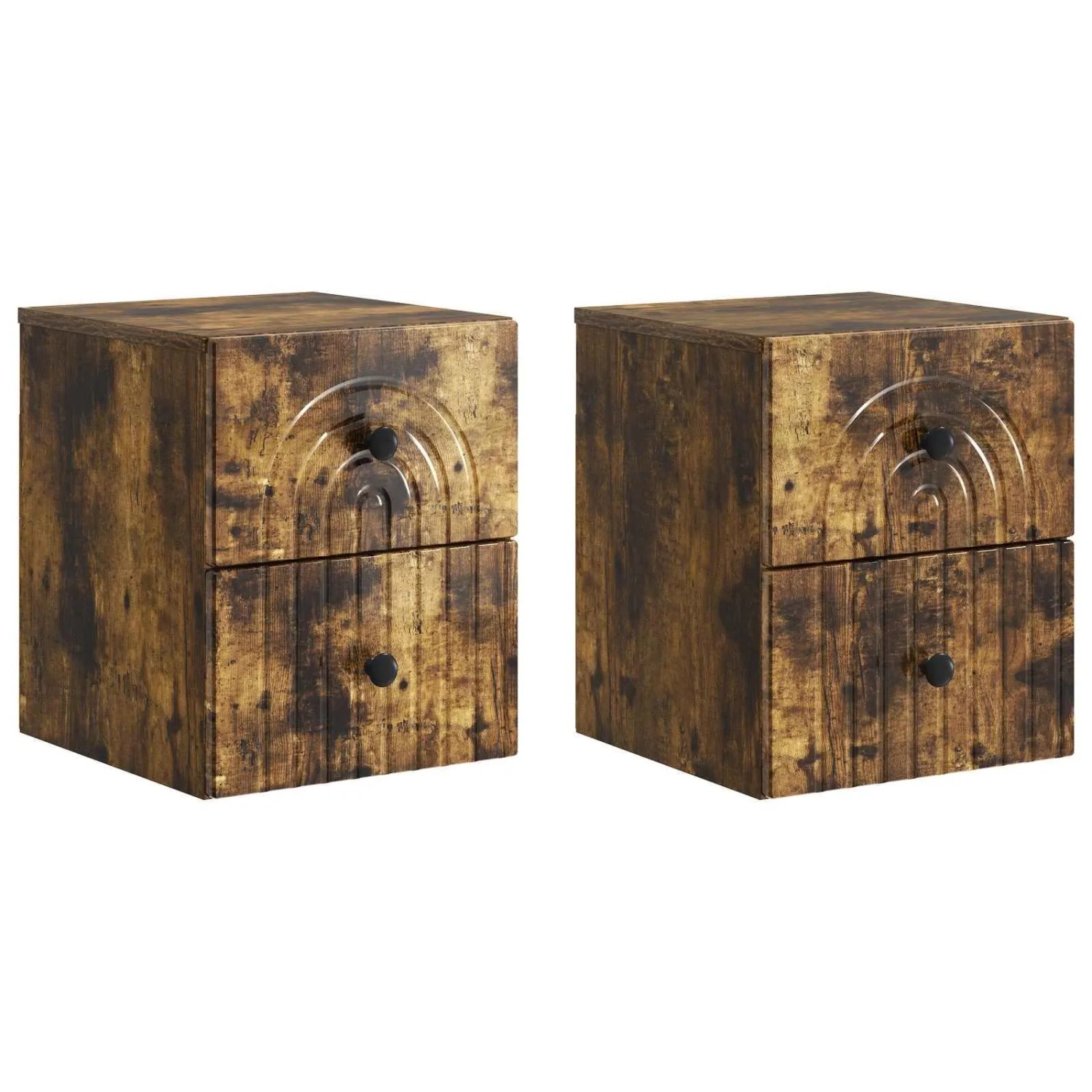 vidaXL Wandmontierter Nachttisch 2 Stk Geräucherte Eiche Holzwerkstoff 898136