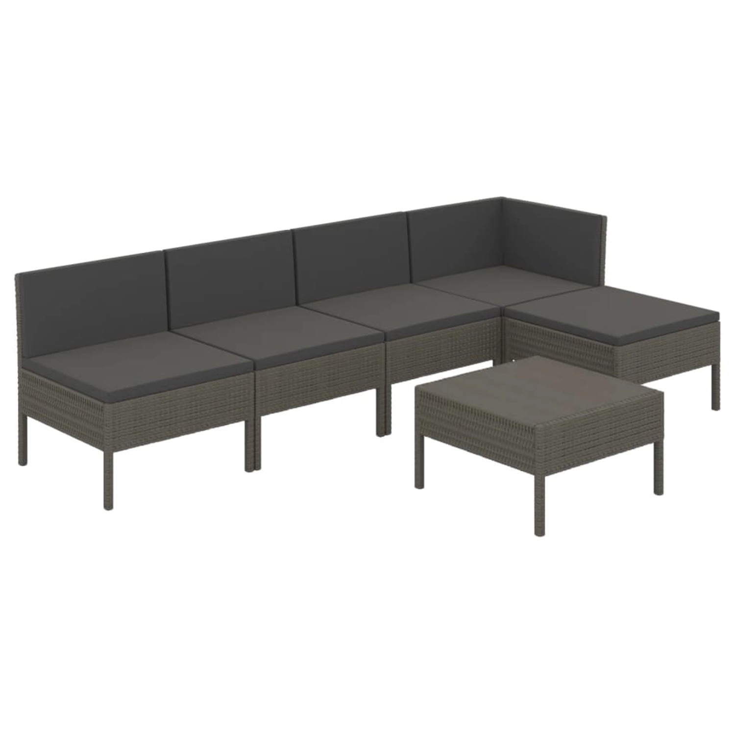 vidaXL 6-tlg Garten-Lounge-Set mit Auflagen Poly Rattan Grau Modell 21