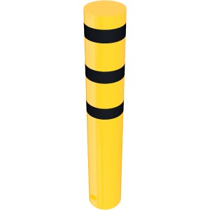 Schake Stahlrohrpoller, gelb-schwarz, Ø 323 mm, zum Einbetonieren. Absperrpoller für den Außenbereich.